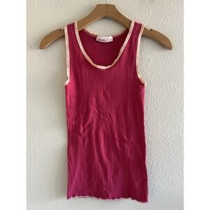 Y2K Sparkle Tank Top Pink Laced Trim Medium Festival Elena Gilbert